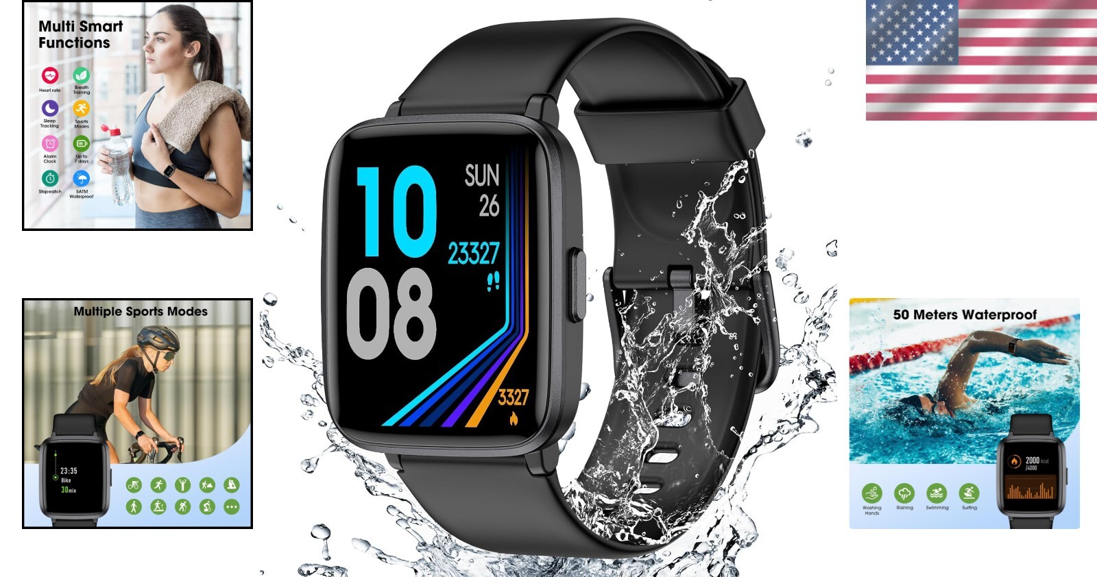 Stylish Fitness Watch with Heart Rate Monitor & 9 Sport Modes – 5-7 Days Battery