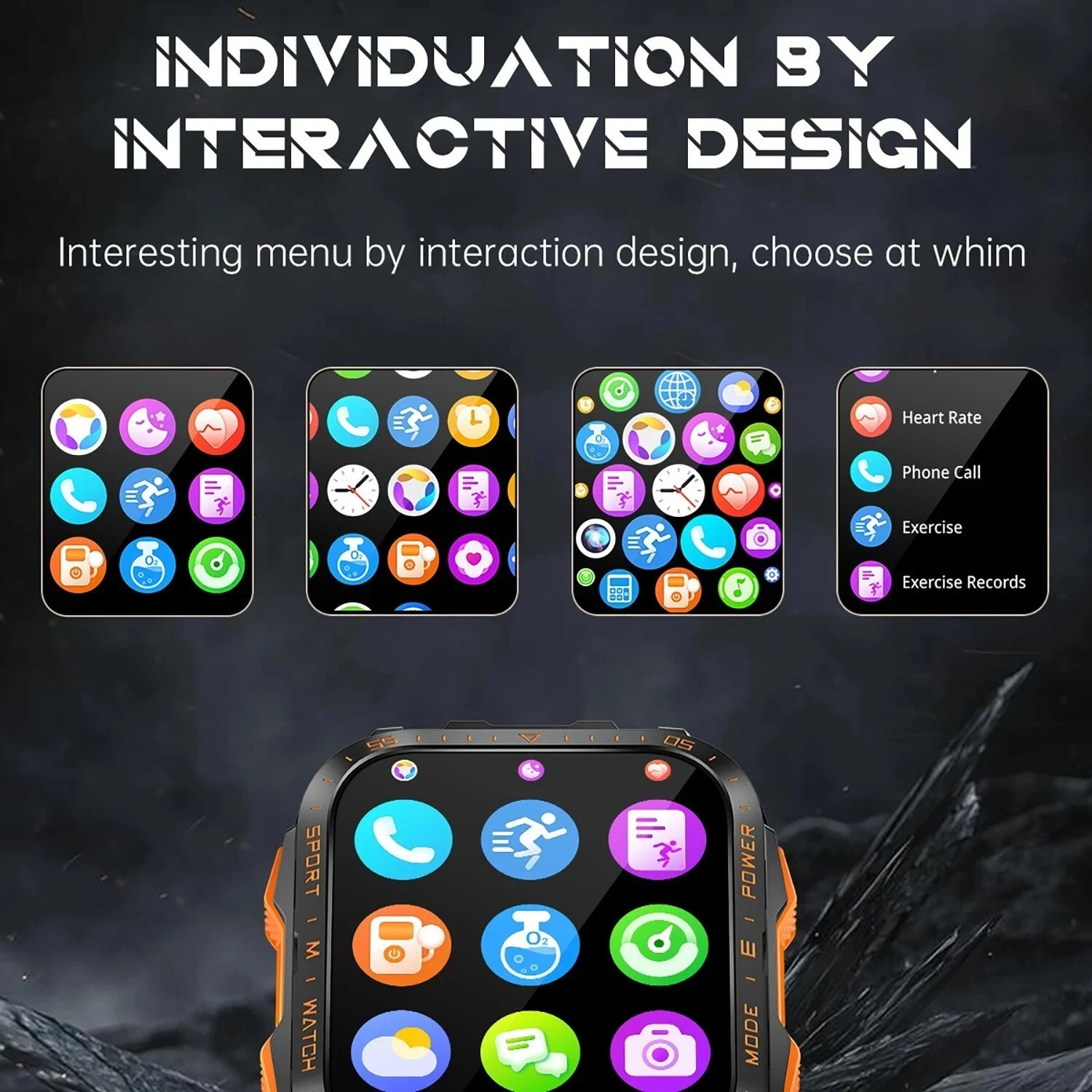 1.96” Bluetooth Smart Watch Fitness Tracker 3ATM Waterproof for iPhone Android