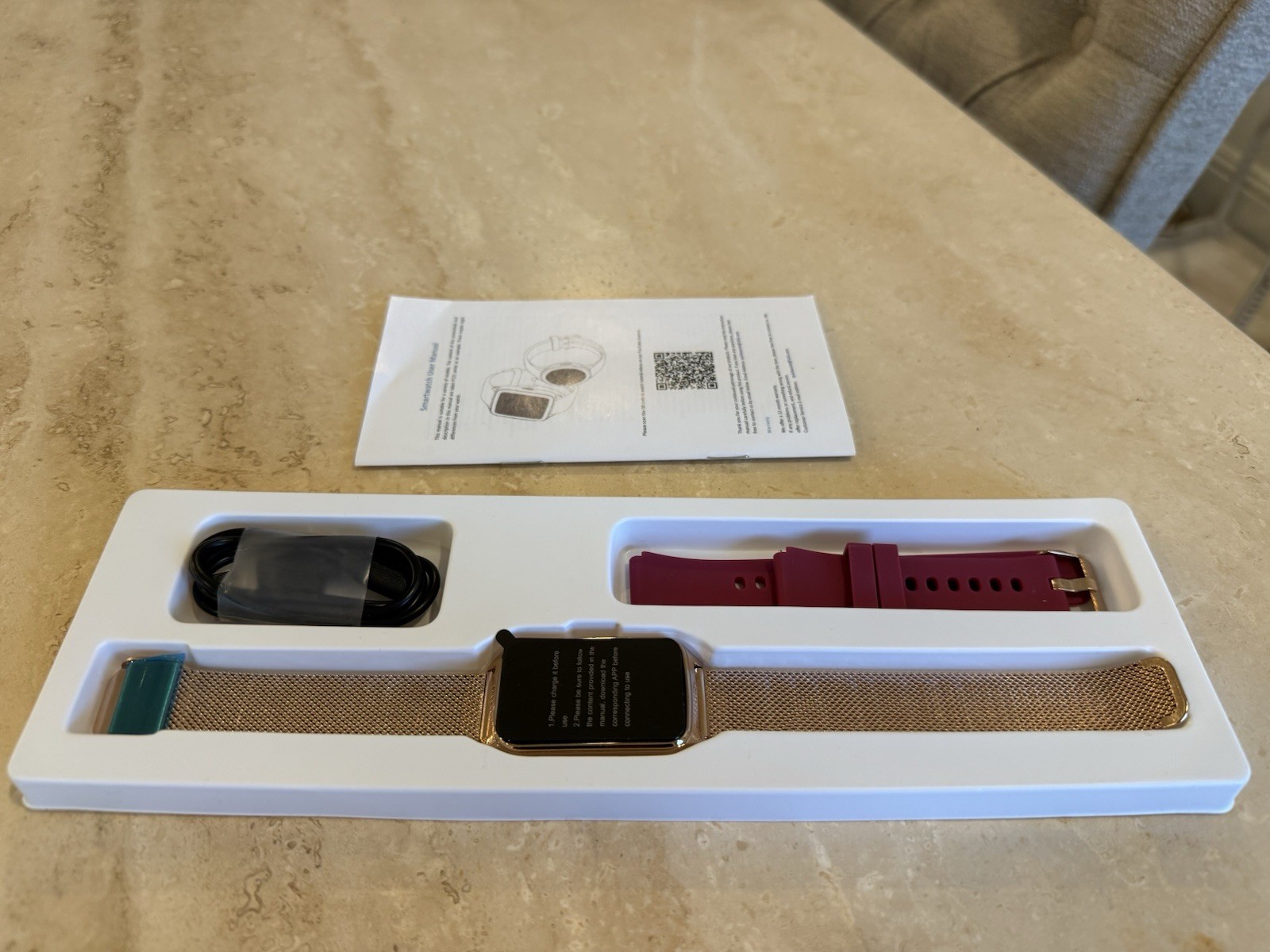Smart Watch P121 Fitness Tracker Heart Rate Monitor Rose Gold Metal Mesh Band
