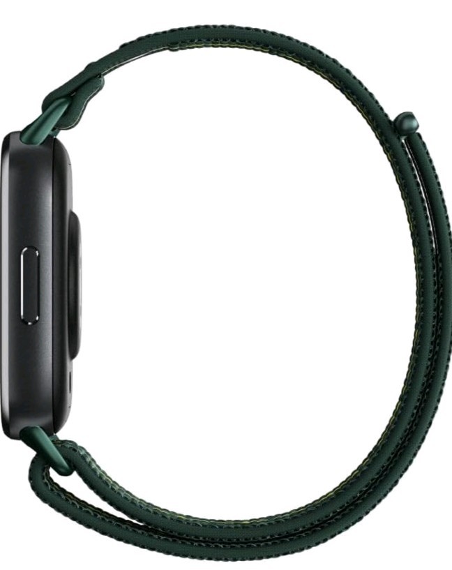 Motorola Moto Watch Fit 44mm Metal Black Case Green Fabric Band Fitness