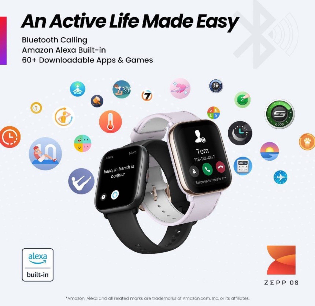 Amazfit Active Smartwatch, AMOLED Screen, Built in GPS, 14 Day Battery – Black