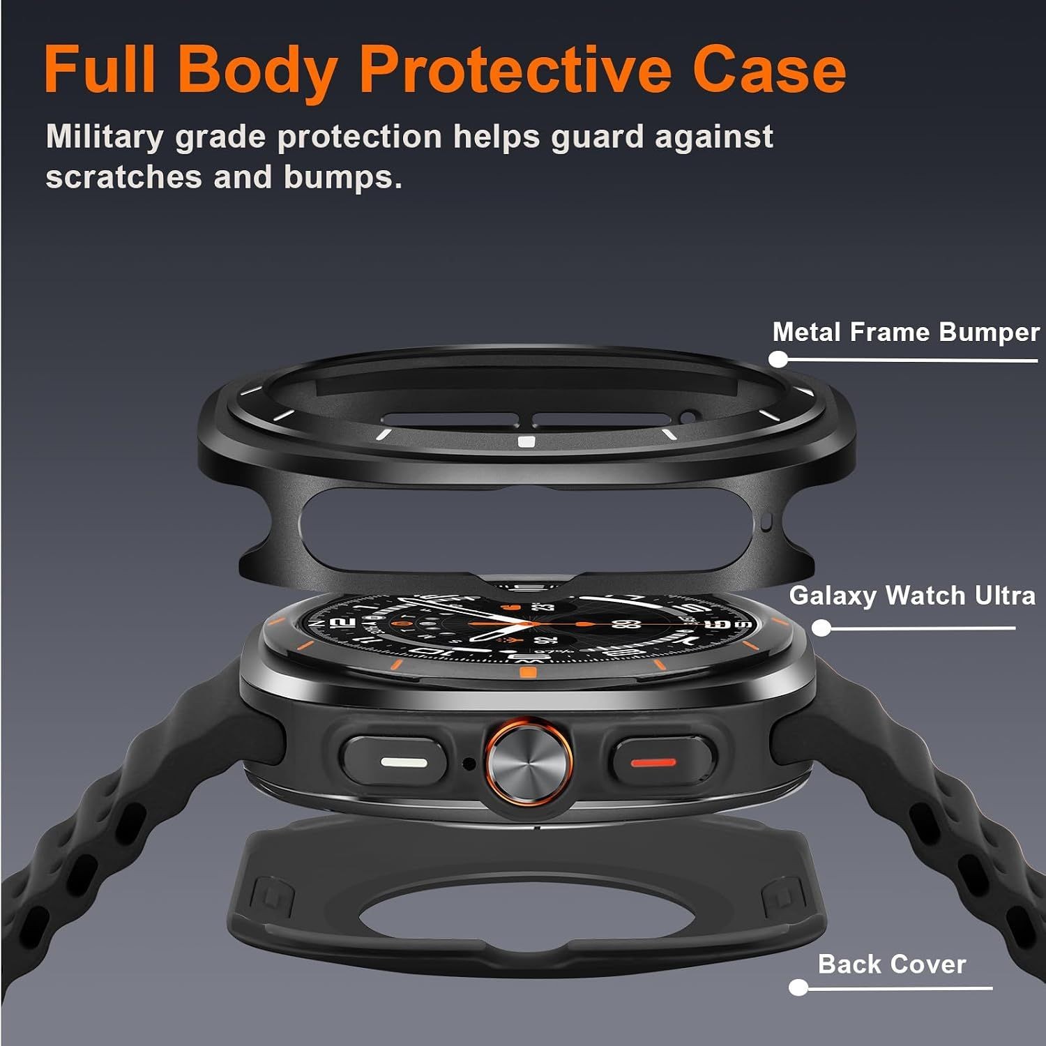 Metal Case For Samsung Galaxy Watch Ultra 47mm, Rugged Thin Hard Frame