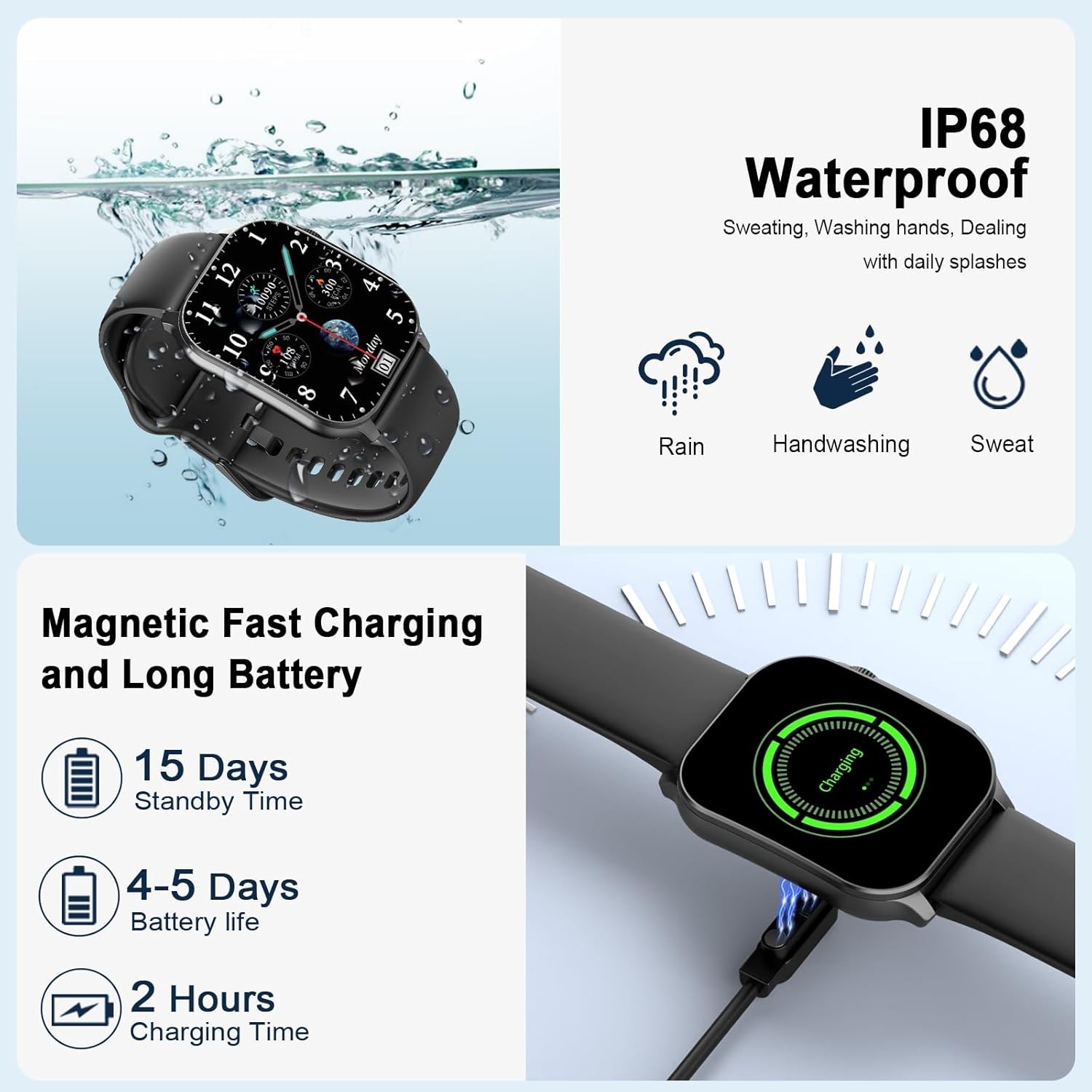 Smart Watch for Men Women, Bluetooth Call, 100+ Sport Modes, Fitness Tracker