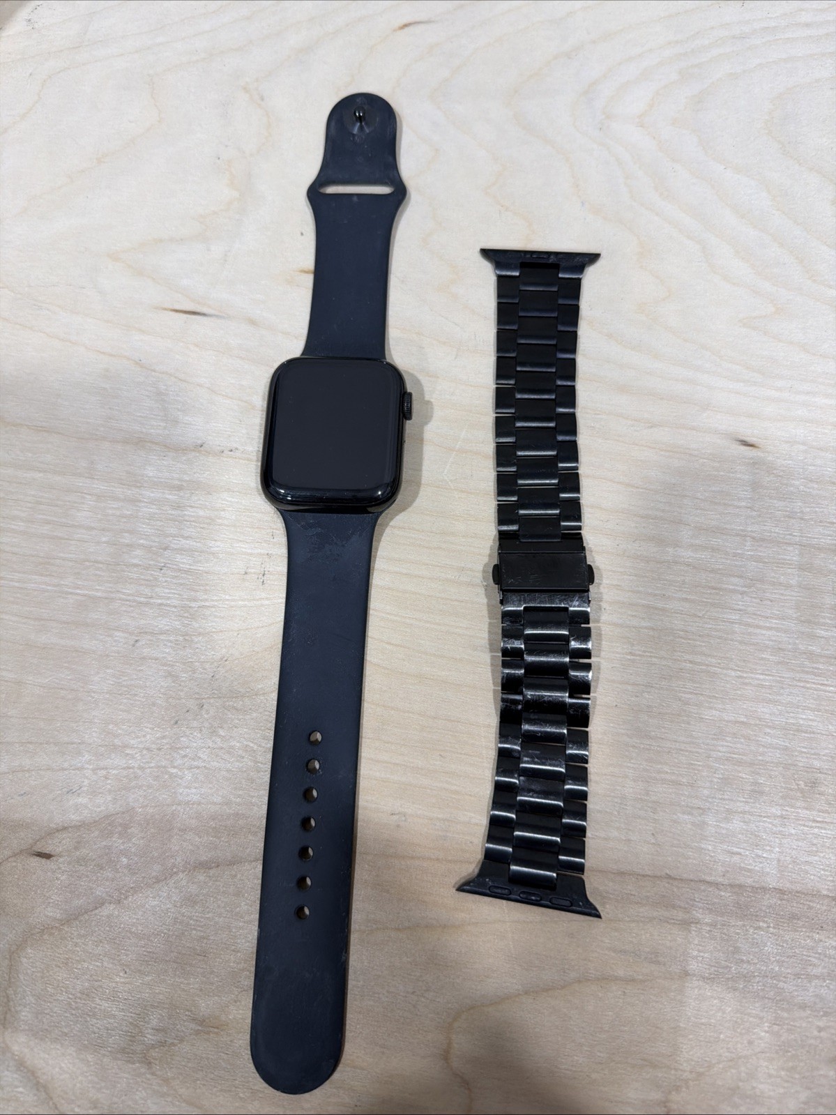 Apple Watch Series 5 44mm Space Black Stainless Steel Case with Black Sport Band