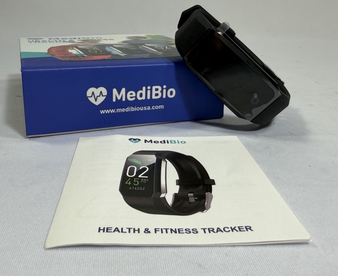 MediBio Health & Fitness Tracker Smart Band Watch Black Wearfit 2.0 iOS Android