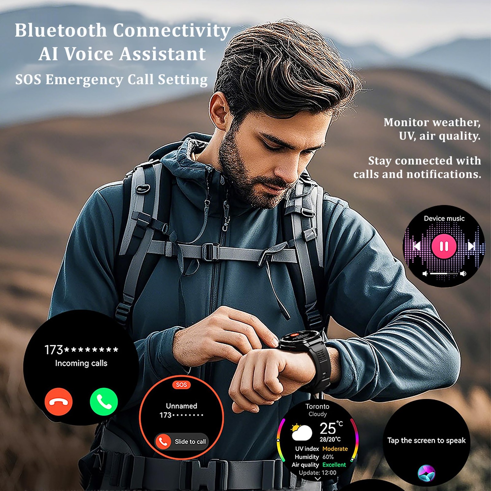 Pardic Military Gps Smart Watch 1.43 Amoled Always On Display Built-In Gps