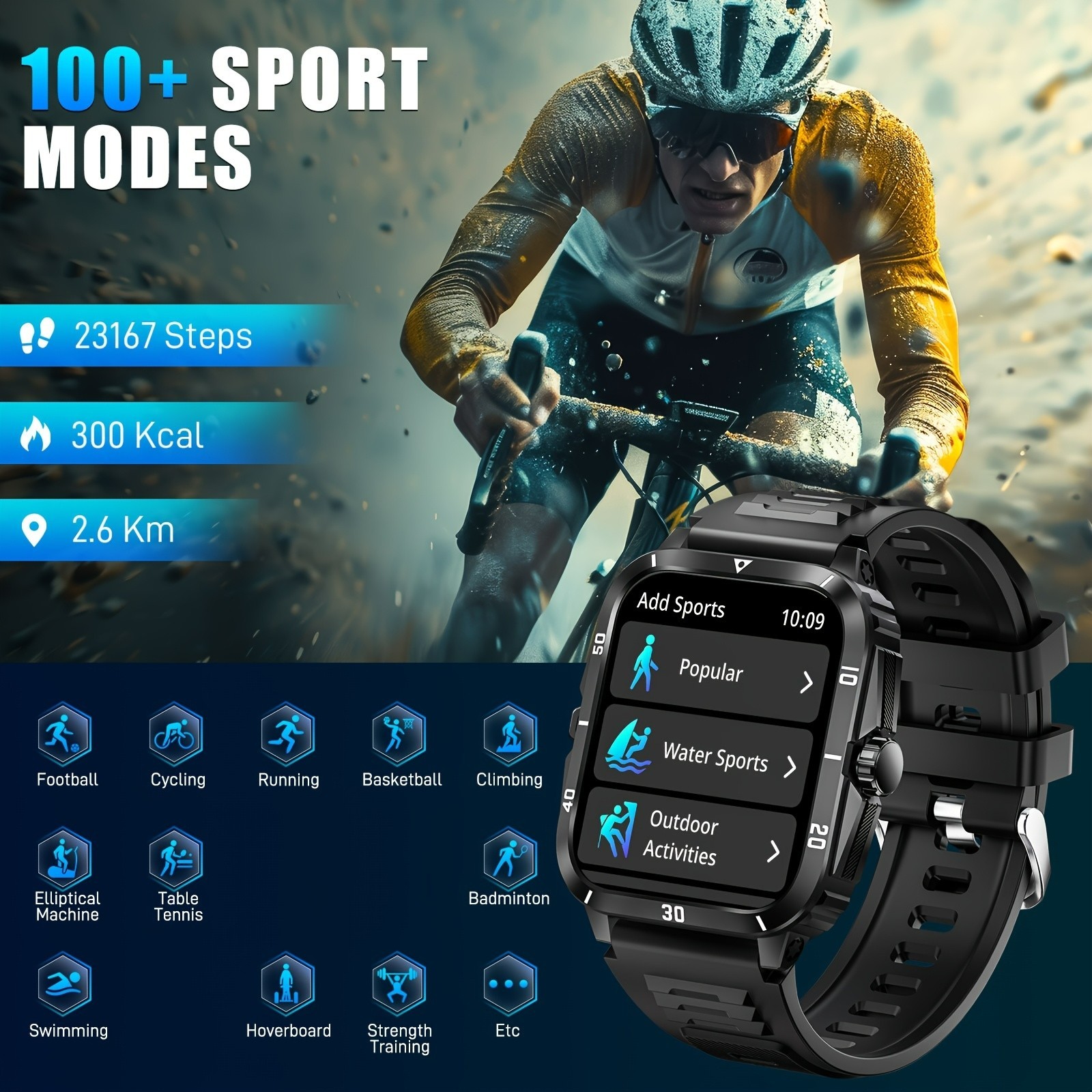 Smart Watch 1.96″ Bluetooth 5.3 Fitness 3ATM Waterproof USB for iPhone ANDROID