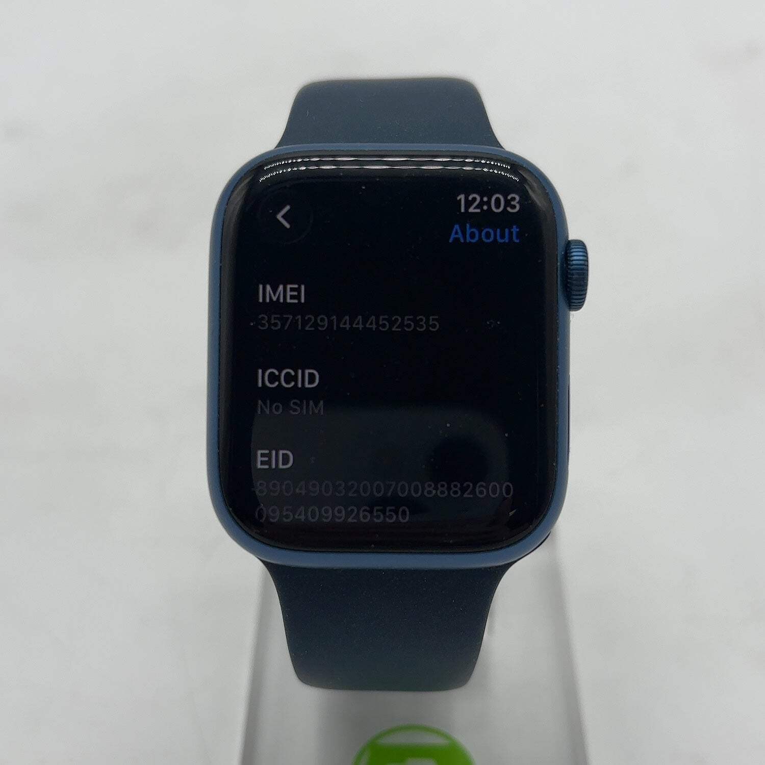 Unlocked Apple Watch Series 7 45MM Blue Aluminum Blue Sport Band MKJA3LL/A
