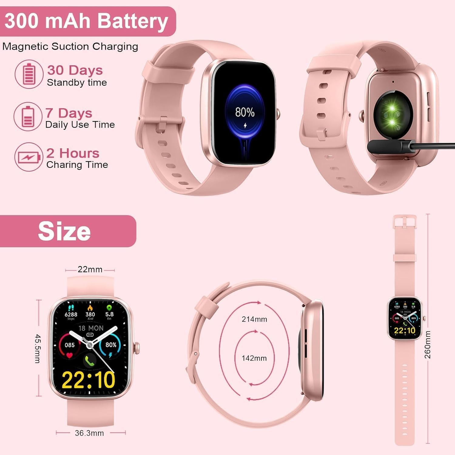 Reloj Inteligente De Pulsera Con Bluetooth Para Mujer Android / iOS iPhone 2026