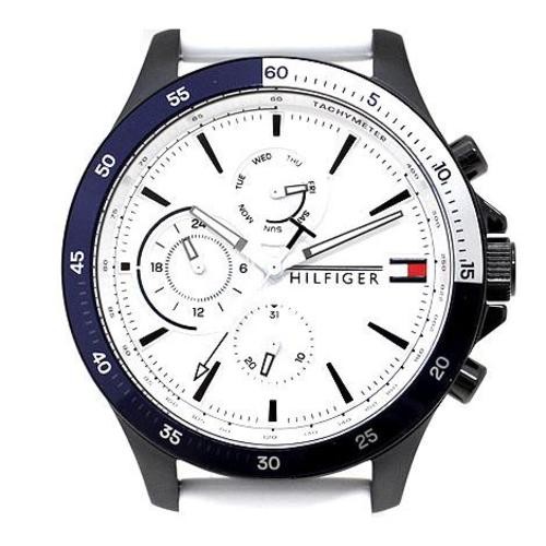 Tommy Hilfiger BANK Men’s Watch 1791723 White Silicone Strap Multi-Function 46mm