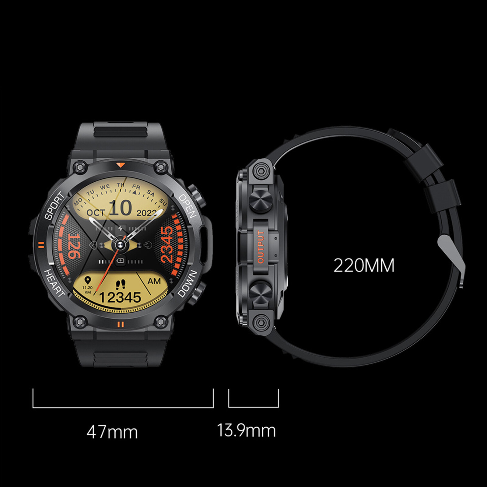 1.39 in Military Smart Watch(Answer/Make Call) Rugged Tactical Fitness Tracker