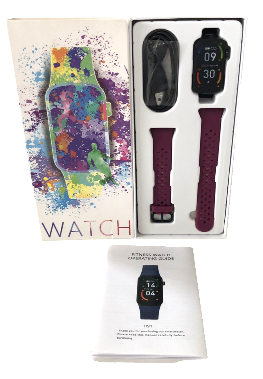 H91 Fitness Smart Watch Heart Rate Blood Oxygen Multiple Sport Modes Purple Band