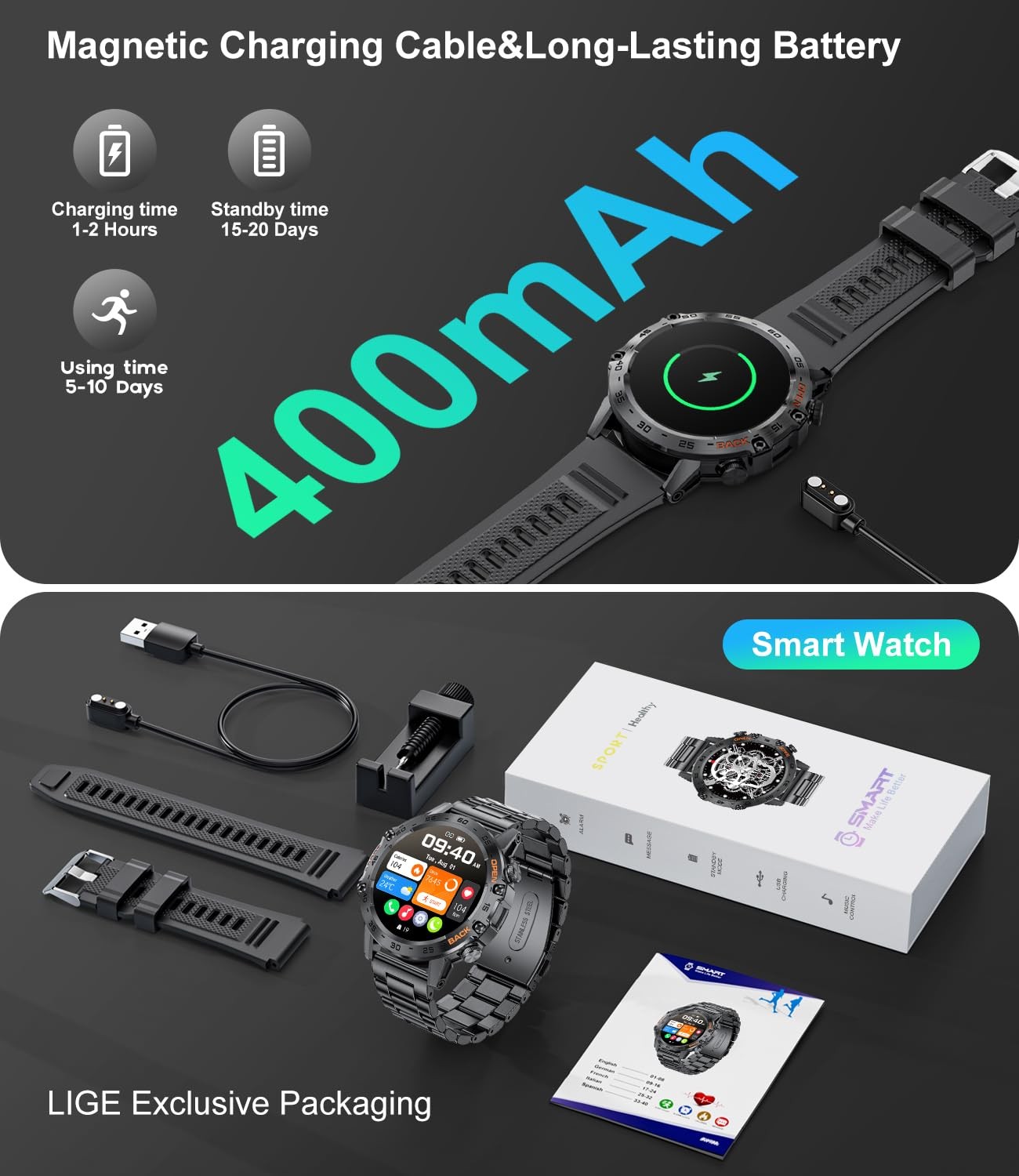 Military Smart Watch for Men(Answer/Dial Calls),100 Sports Modes, 5ATM Waterp…