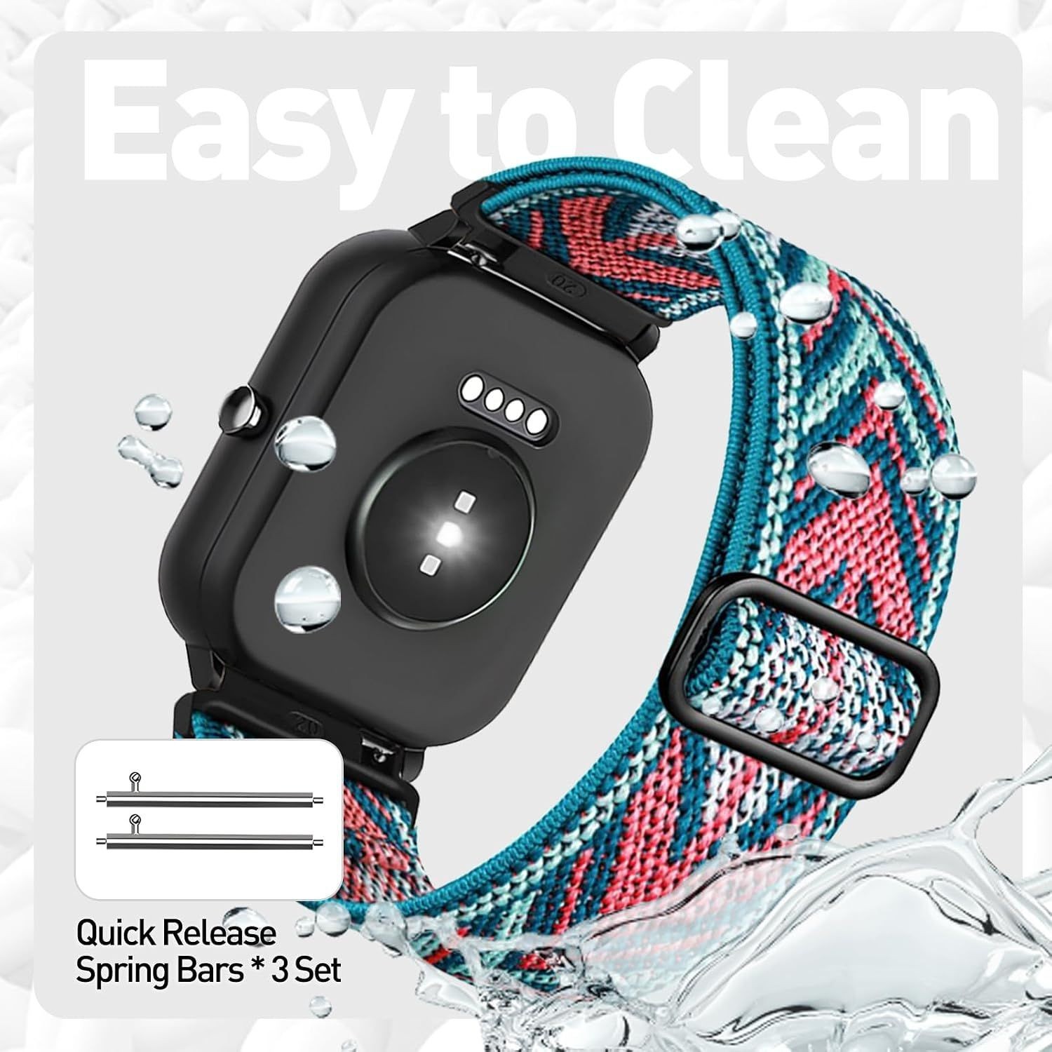 Stretch Nylon Strap Compatible with YMZ TGW01 Smartwatch for Men & Women