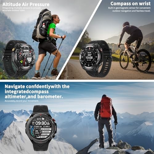 Military Smart Watch with GPS, Pressure/Altitude/Compass, Rugged Smartwatch
