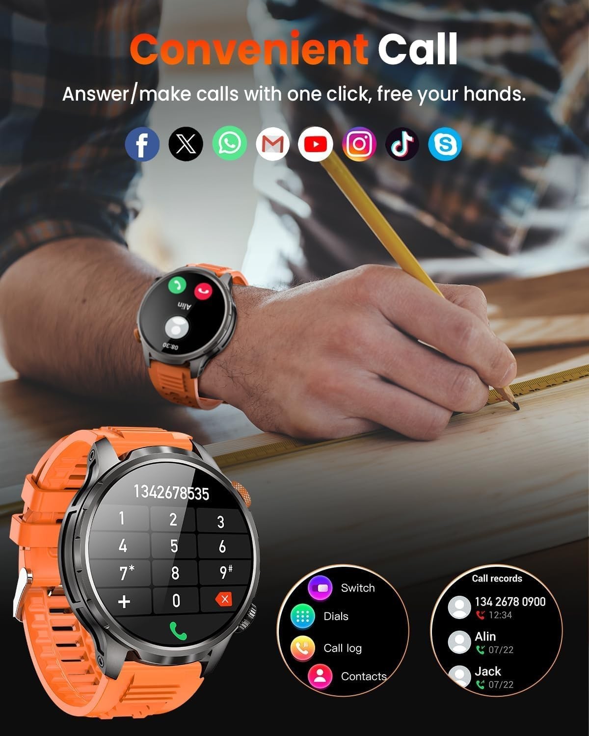 Military Smart Watch for Men Rugged Fitness Tracker Waterproof Heart Rate Sle…