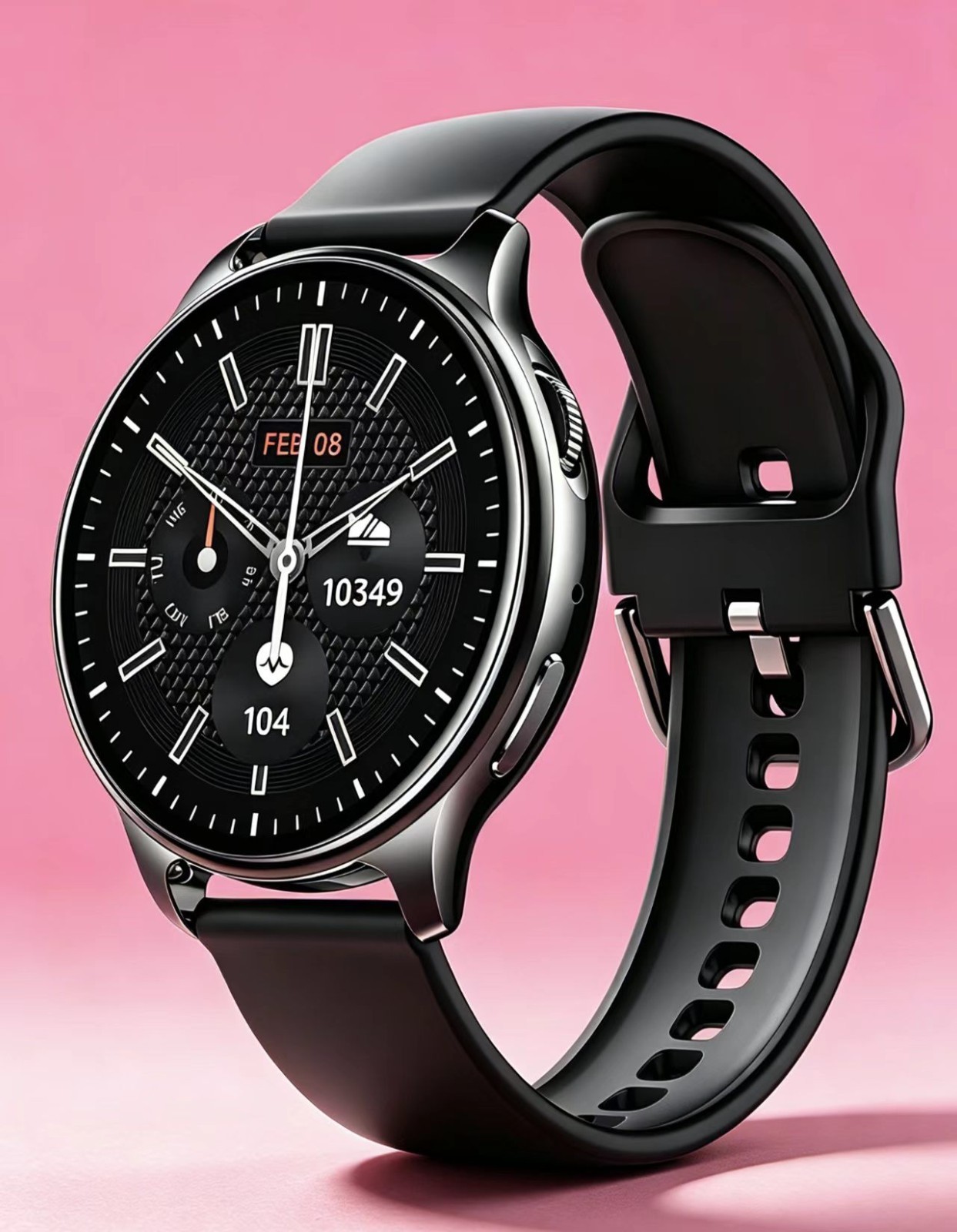Brand New Women’s Dopamine Sports Smart Watch with Black Rubber Strap 52mm