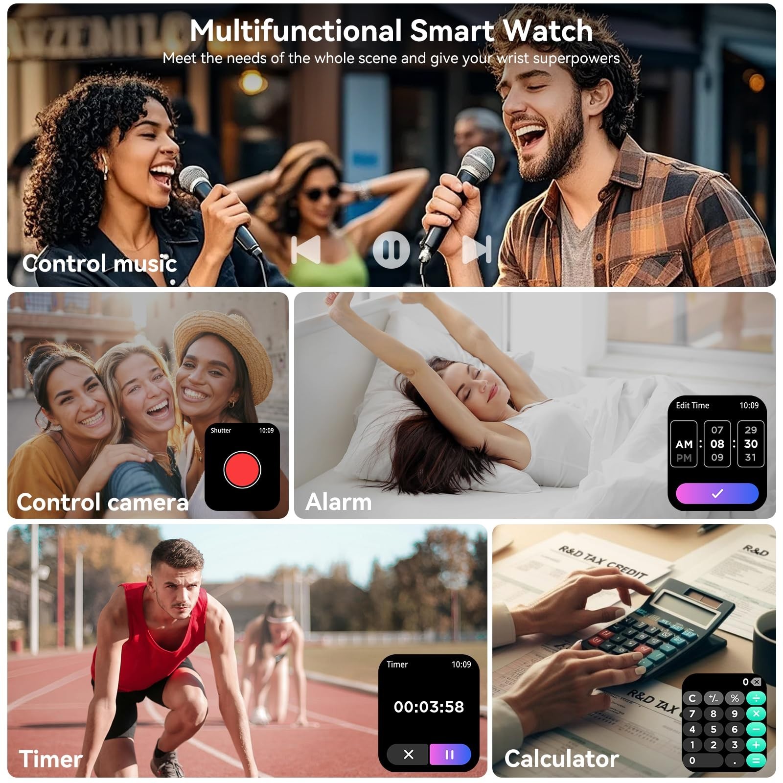1.83″ HD Touch Screen Smart Watch, Bluetooth Call, IP68 Waterproof, 130+ Sport M