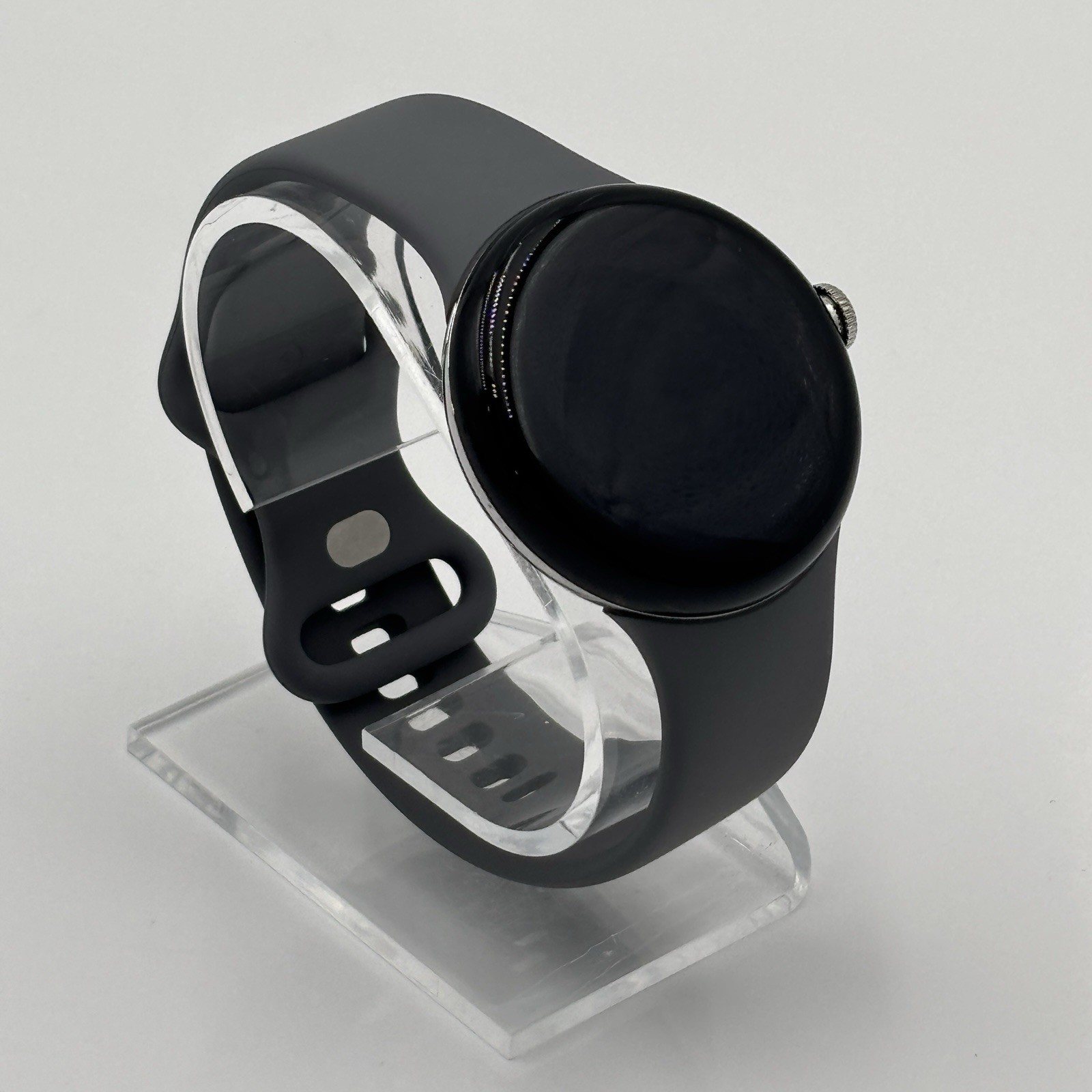Google Pixel Watch 1 41mm Silver Case Charcoal Active Band Good Condition