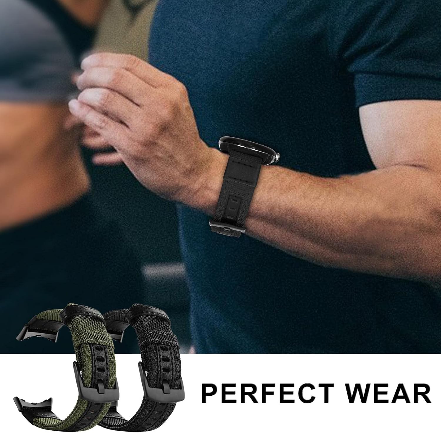 Military Style Woven Nylon Watch Band for Google Pixel Watch, Durable Fabric Str