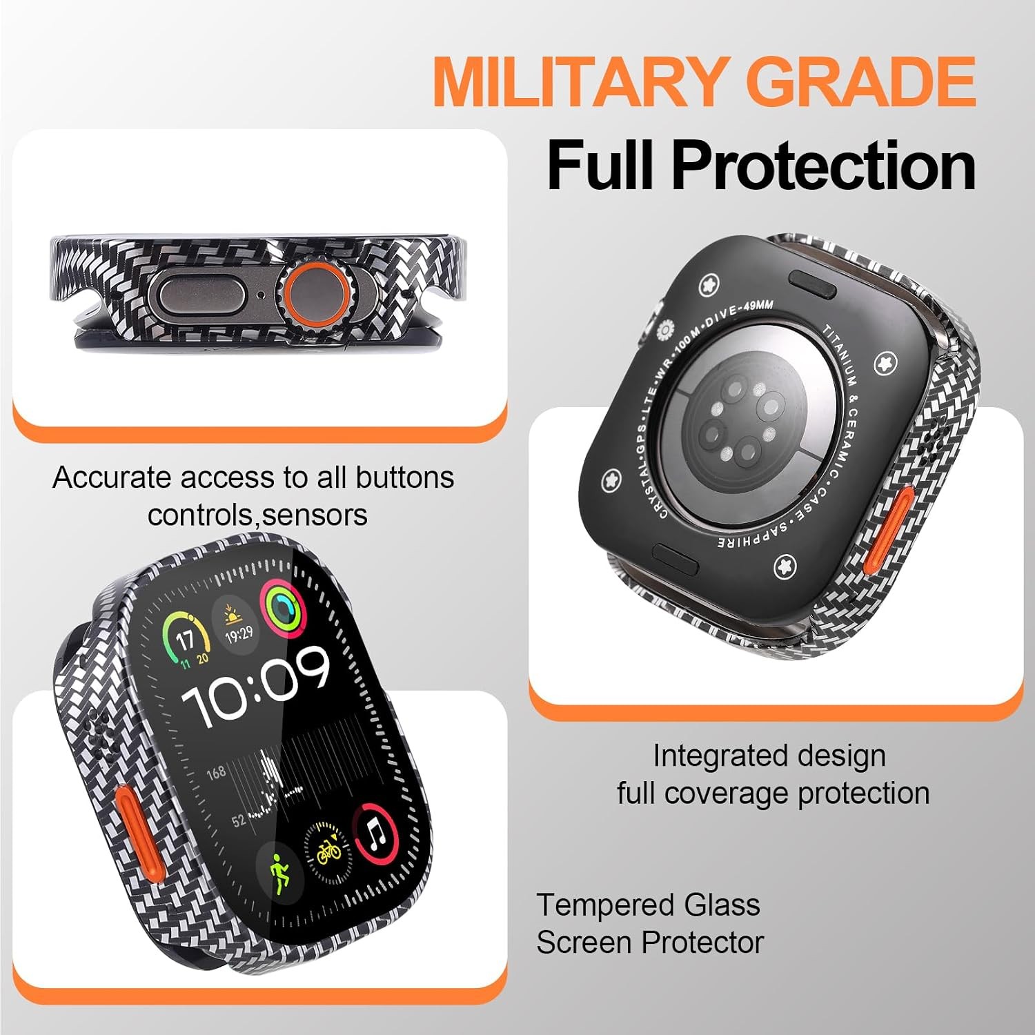 Metal Case for Apple Watch Ultra 49mm Military Grade Protection, Ultra Thin
