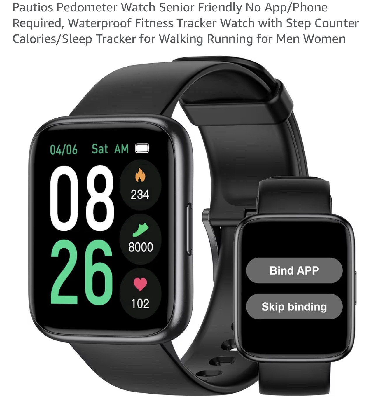 Pautios Smart Watch Waterproof Fitness Tracker w/Heart Rate unknown Color New