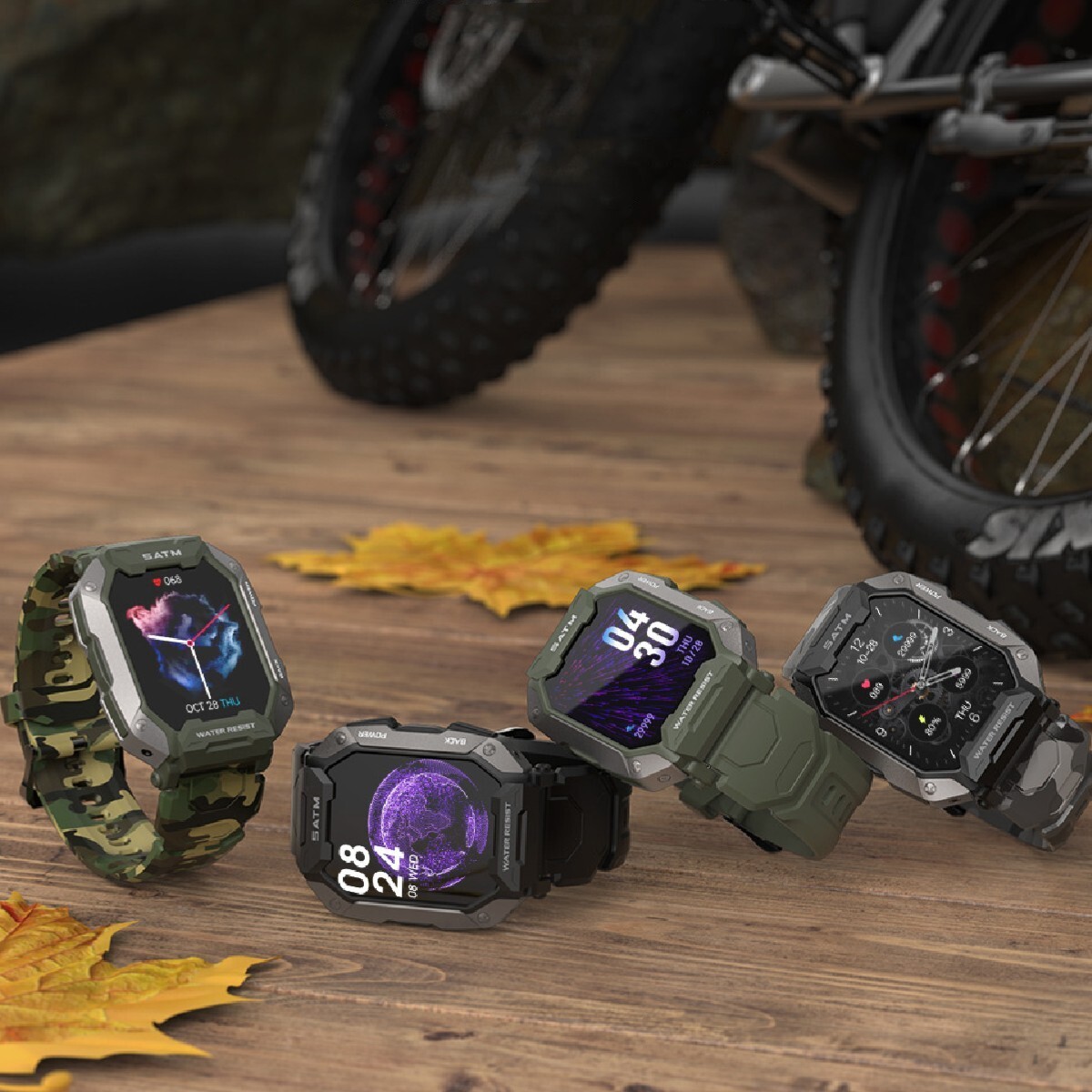 C20 Rugged Sports Smart Watch (Camo Green) – For Hiking/Camping