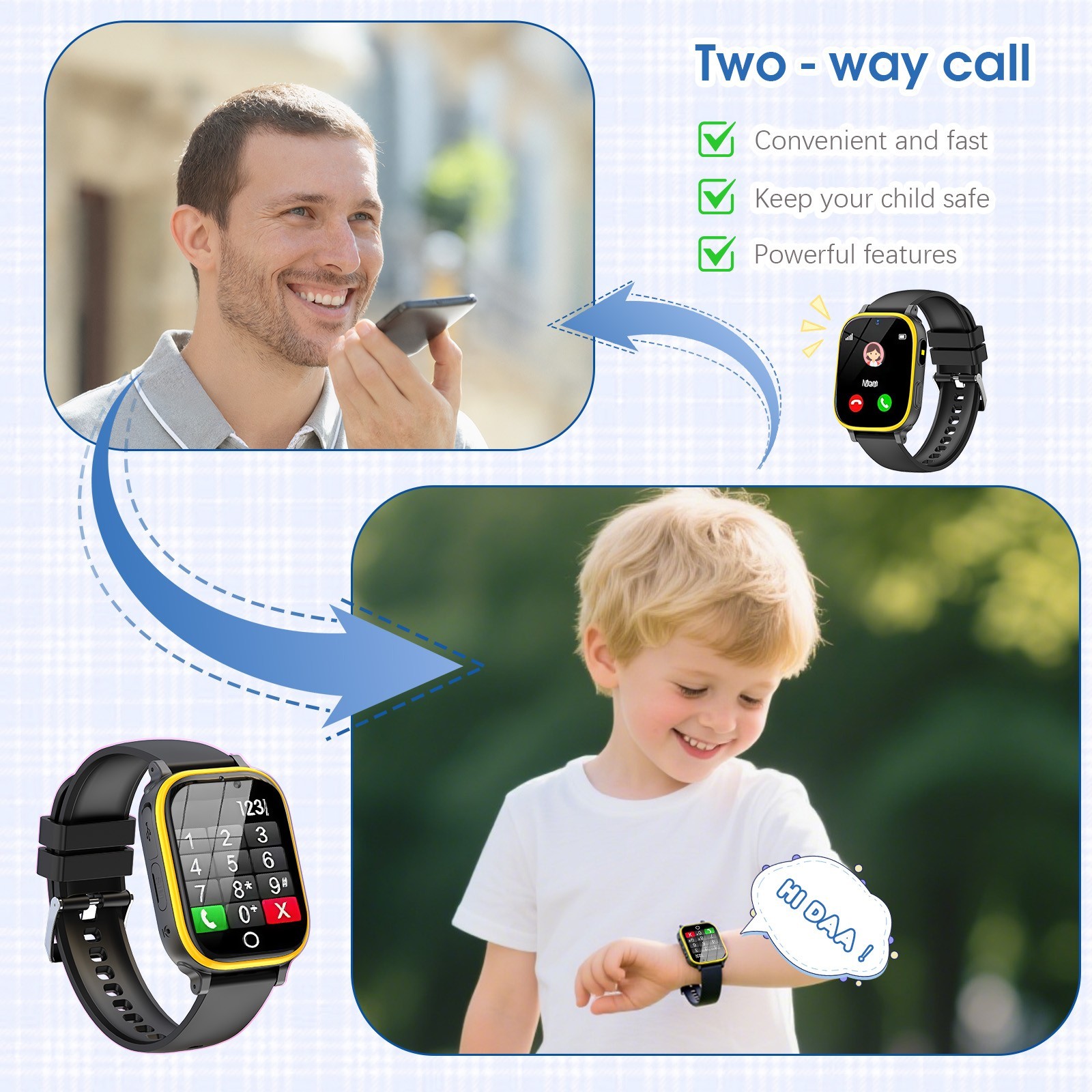 Kids Smart Watch for Boys Girls HD Touch Screen Educational Toy Gifts 2-way Call