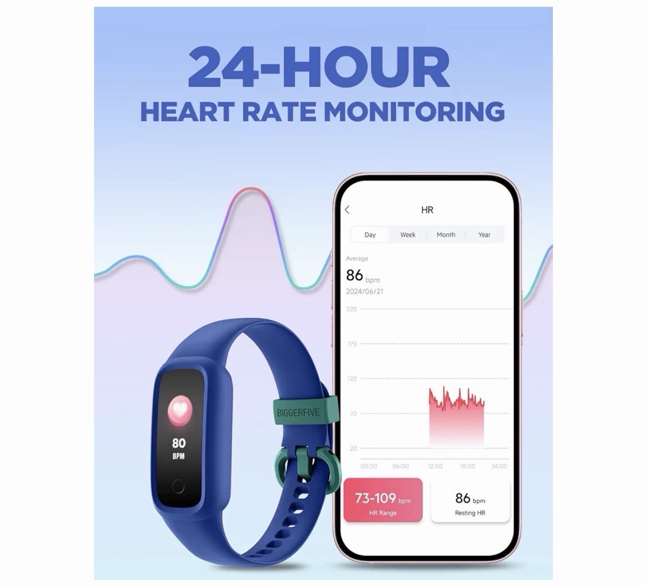 BIGGERFIVE Vigor 2 L Kids Fitness Tracker Watch for Boys Girls Ages 5-15, Activi
