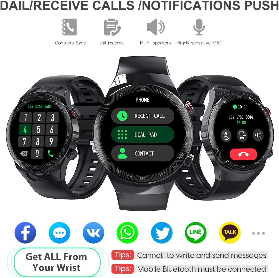 Men Pro Smart Watch AK26 for Android and iOS Fitness Tracker Sleep/HR Monitor