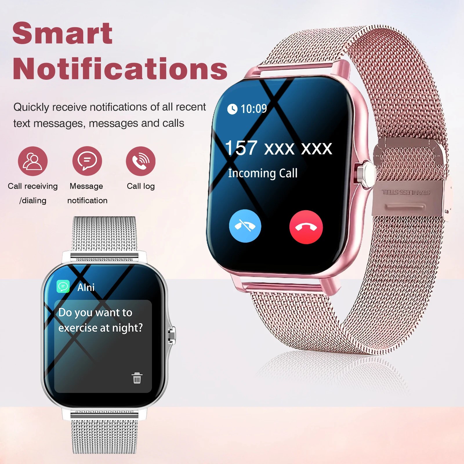 New Smartwatch phone answering/calling multi-sport mode message reminder view su