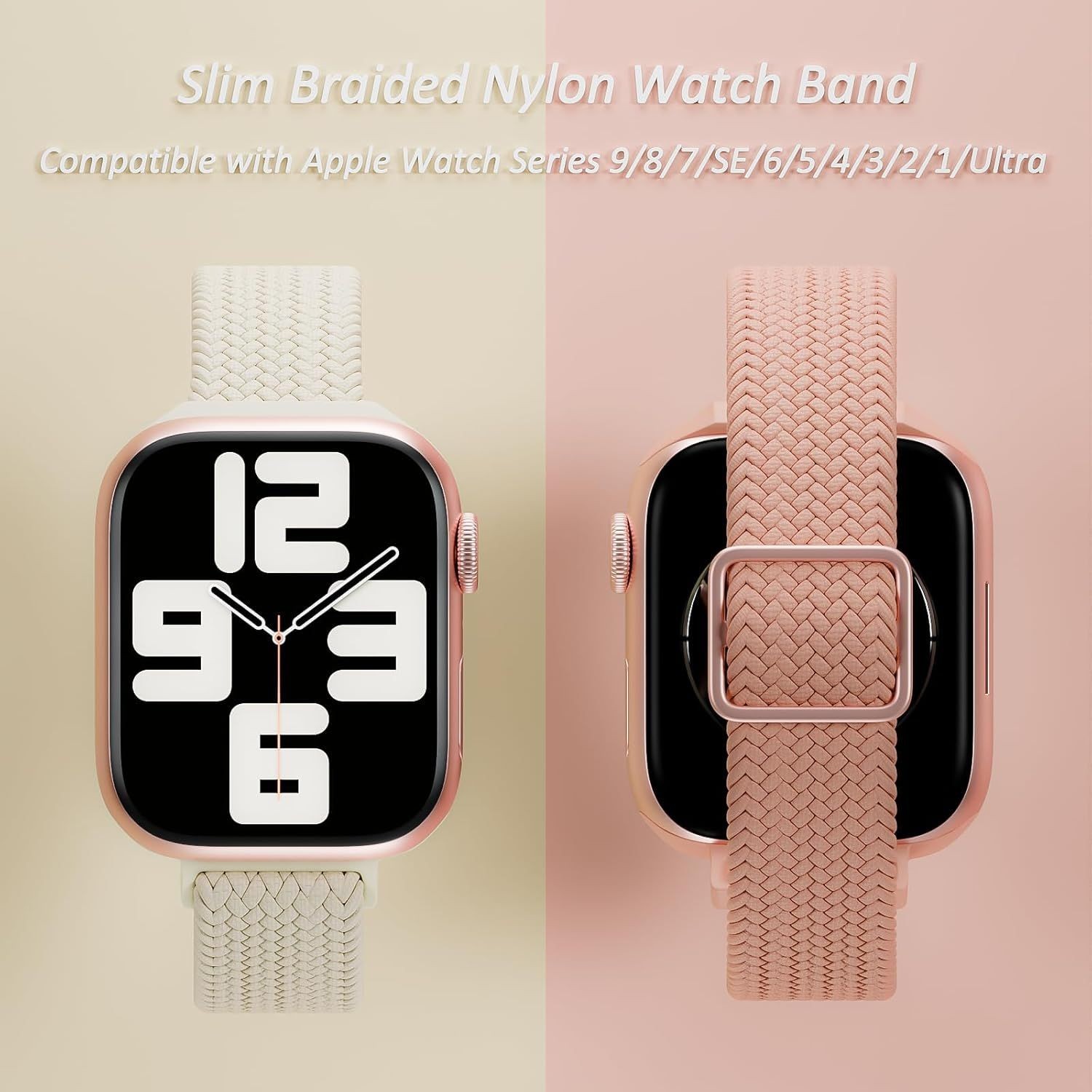 4-Pack Slim Braided Stretchy Bands for Apple Watch 38mm 40mm – Compatible Straps