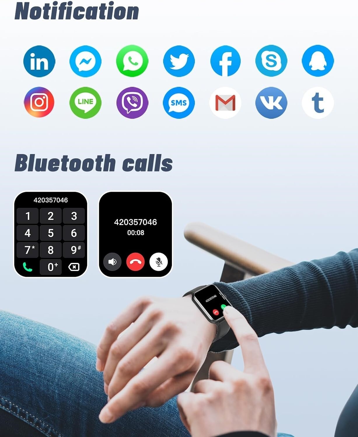Reloj Inteligente de Mujer Hombre para Iphone Apple Samsung Android y Bluetooth