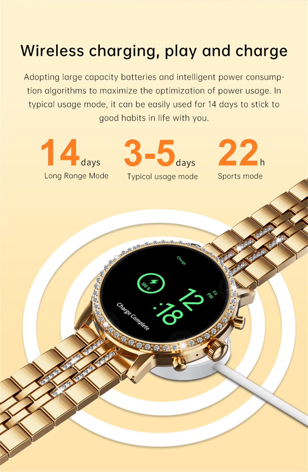 Luxury Women Smart Watch Fitness Tracker Bluetooth Wristwatches for Android iOS