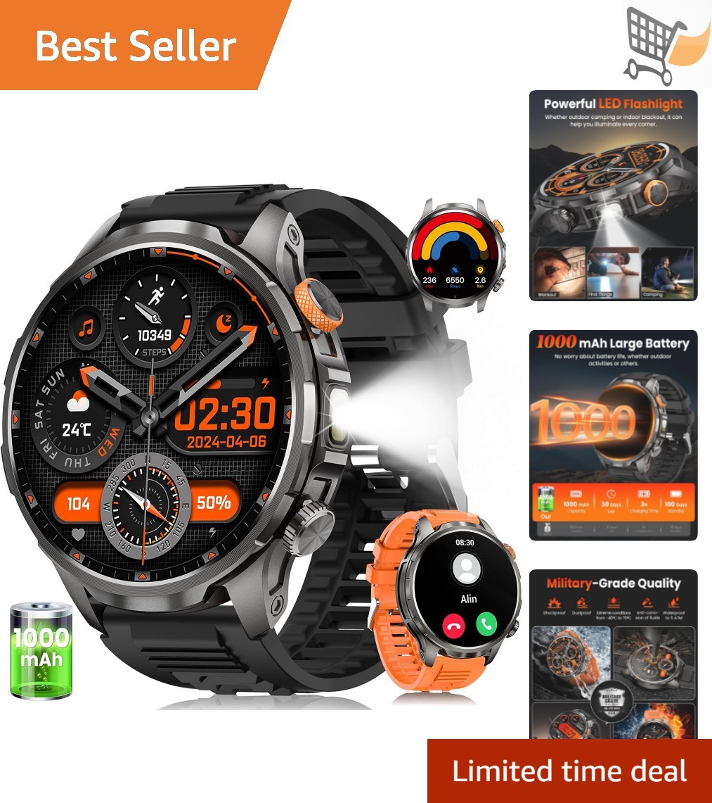 Military Smart Watch for Men Rugged Fitness Tracker Waterproof Heart Rate Sle…