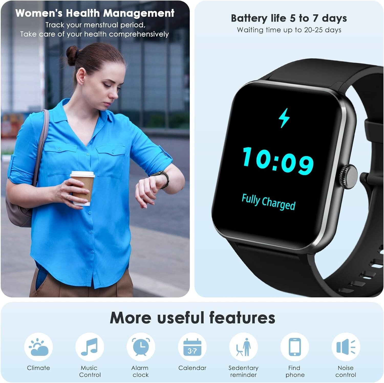 Blackview Fitness Tracker Smart Watch 24/7 Heartrate Blood OXYGEN Pedometer IP68