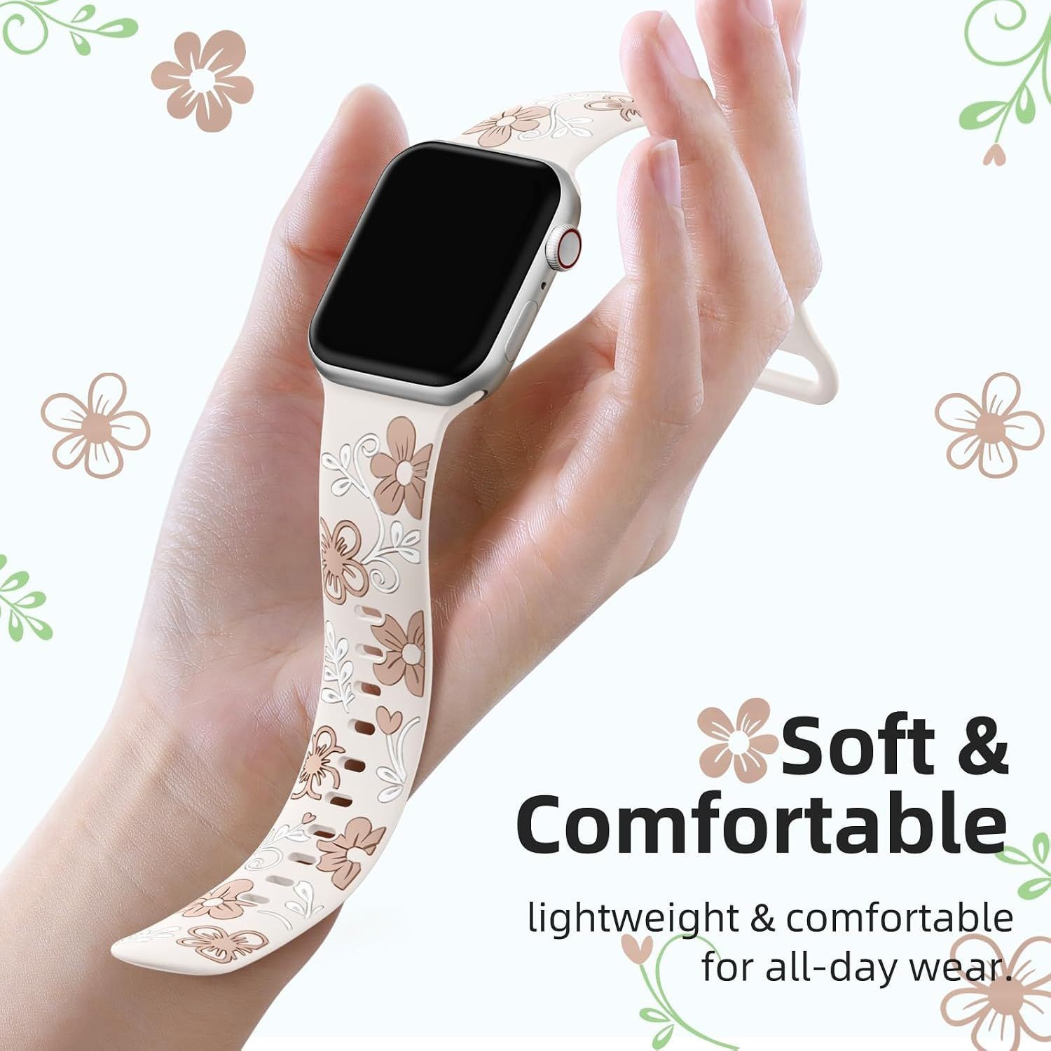 Only Case For Apple Watch 38mm 40mm 41mm 42mm 44mm 45mm 46mm 49mm Silicone Flora