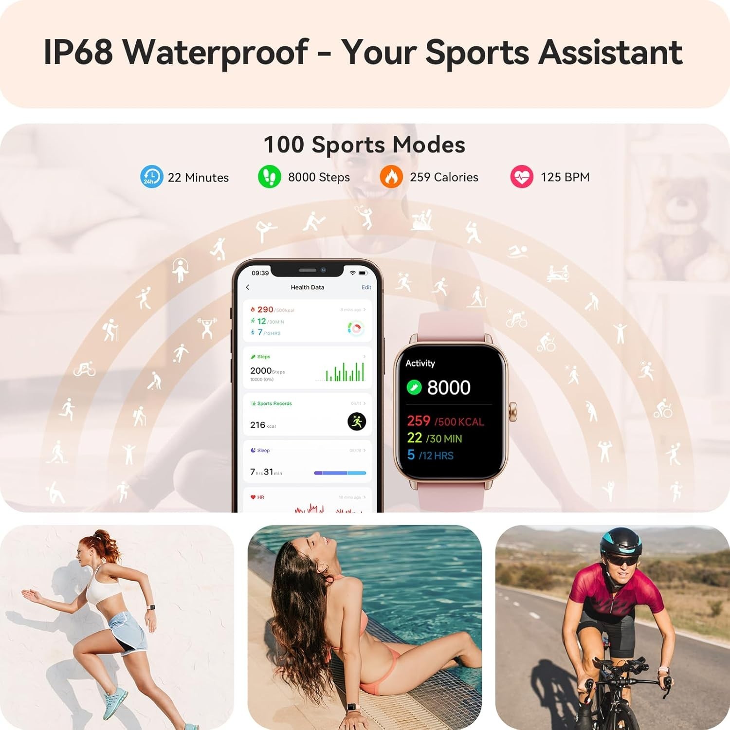 Smart Watch for Women Android & iPhone, Alexa Built-in, Waterproof Activity …