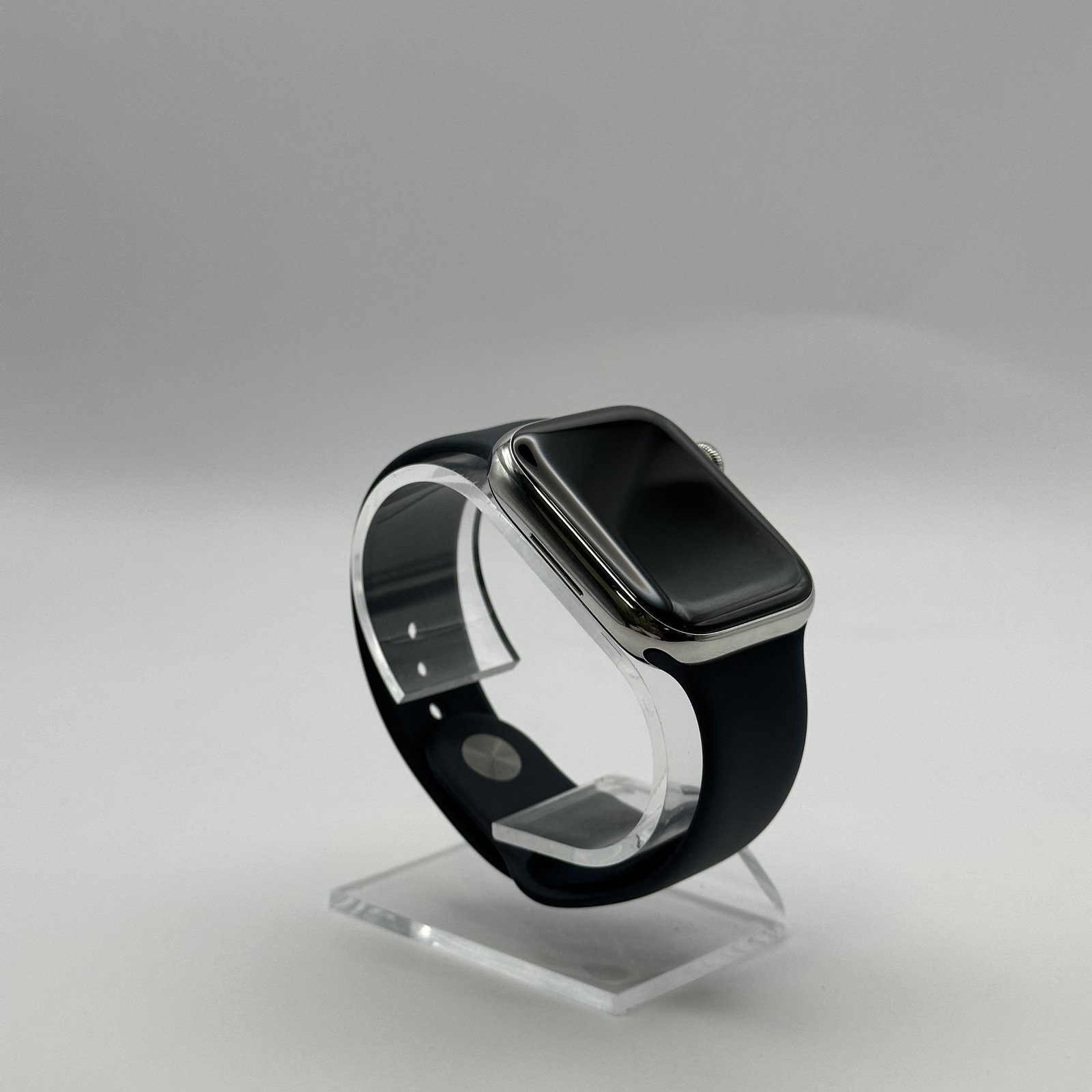 Apple Watch (Series 7) 45mm Silver Stainless w/ Midnight Sport (LTE) – Excellent