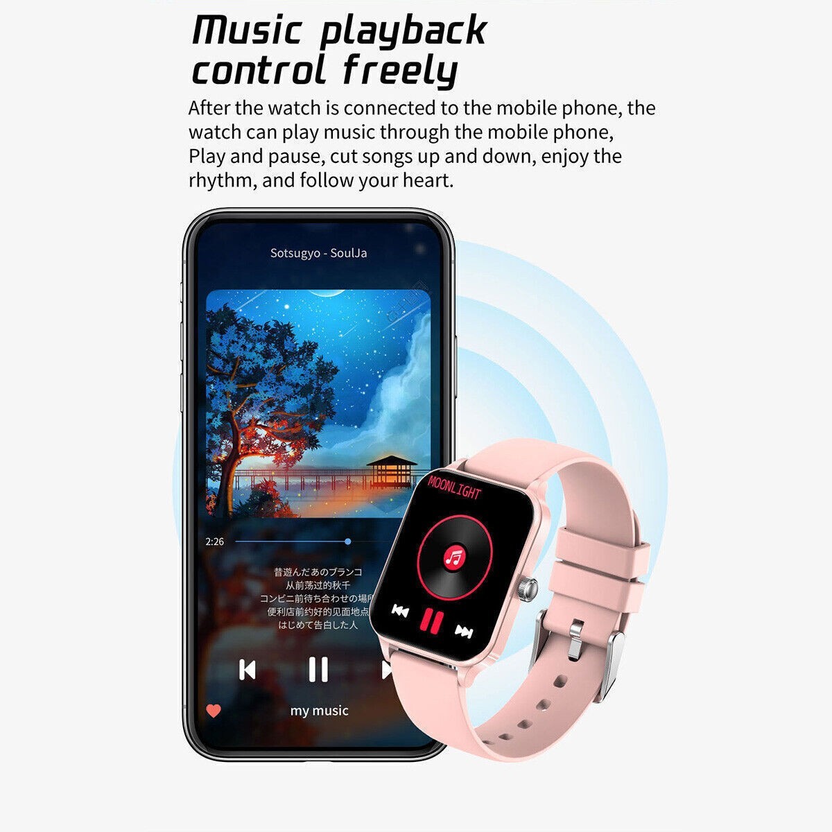 Smart Watch 42mm Touchscreen Fitness Watch w/Heart Rate Monitor&SpO2 StepCounter
