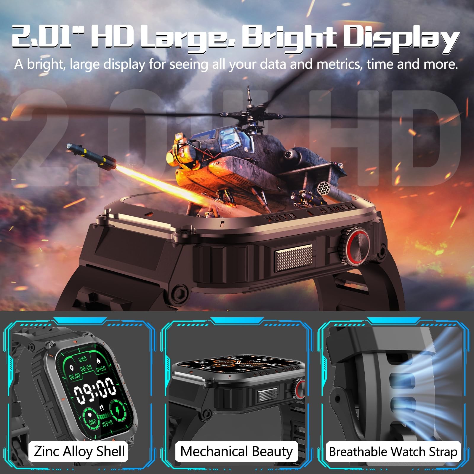 for Men, Military GPS Smartwatches with /Text, Monitor(Heart Rate/SpO2/Sleep)…