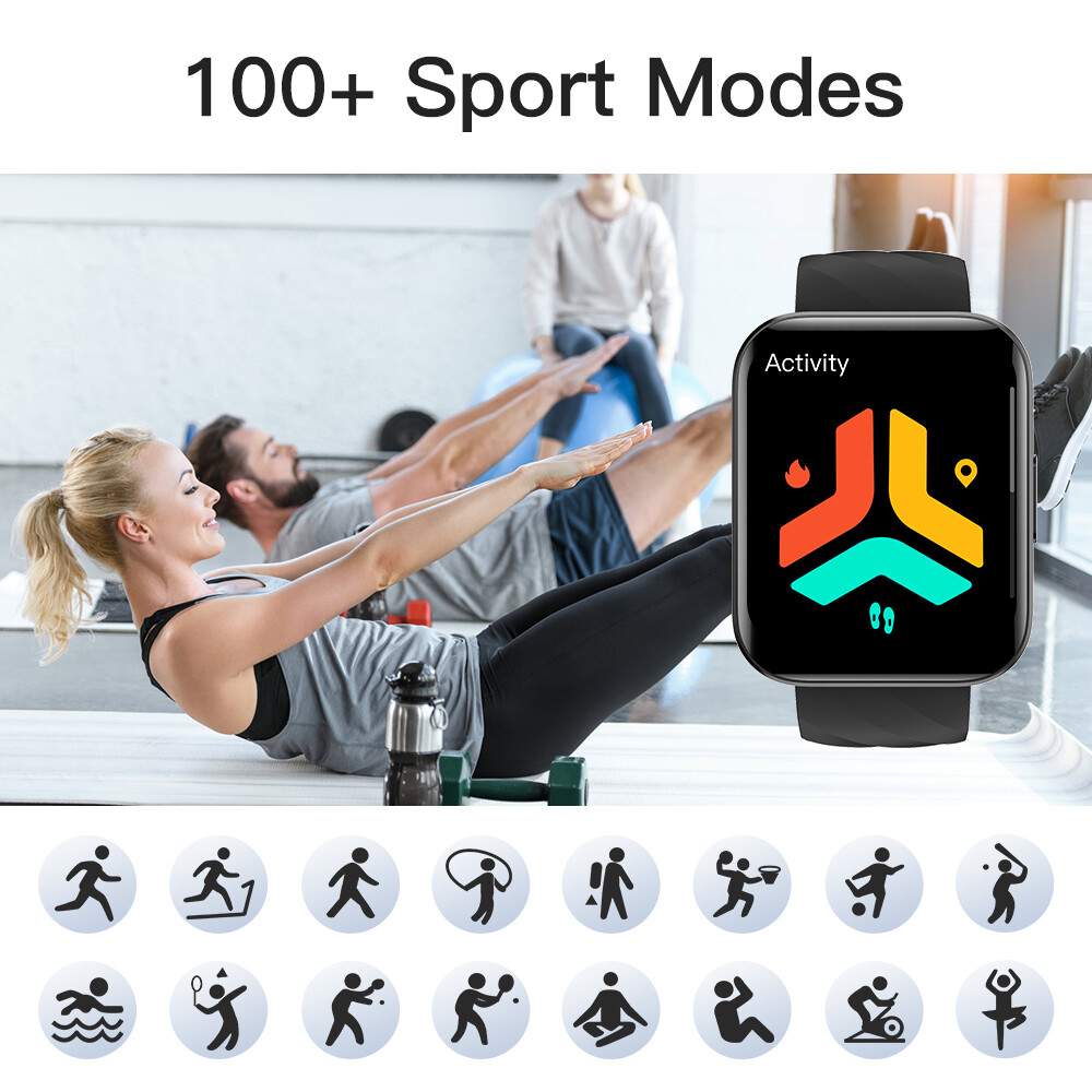 Smart Watch for iOS Android with Waterproof Heart Rate Blood Oxygen Monitor