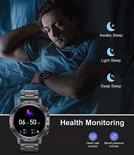 Military Smart Watch for MenAnswer/Dial Calls100 Sports Modes 5ATM Waterproof…