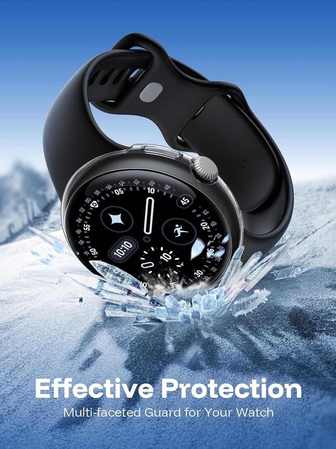 Curved-Screen Case with Tempered Glass Protector for Google Pixel Watch 4 45mm –