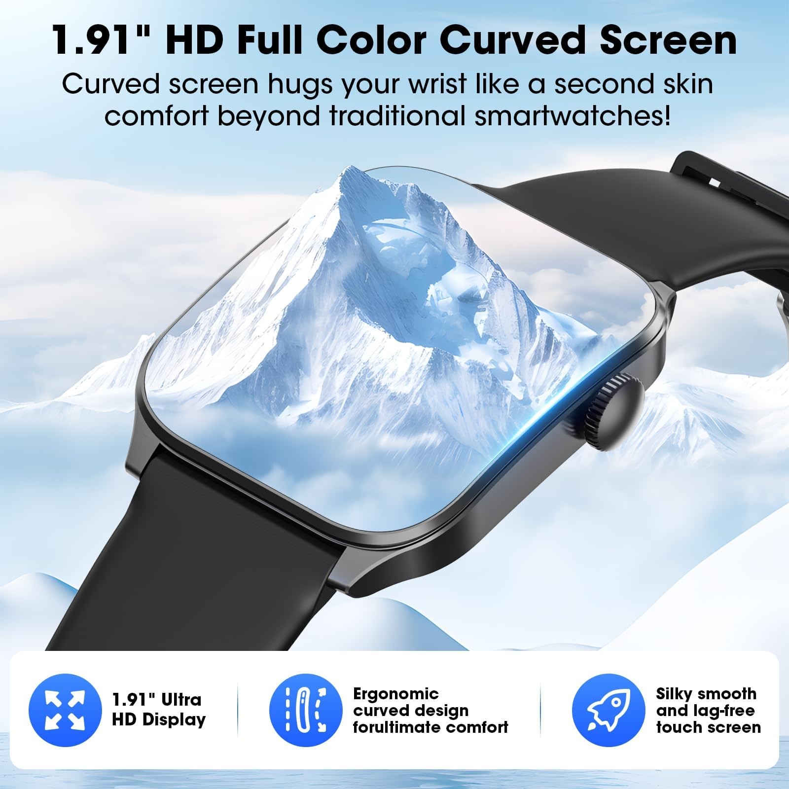 Haulvean Curve Smart Watch for Men Women, 1.91″ Smartwatches with 120+ Sport …