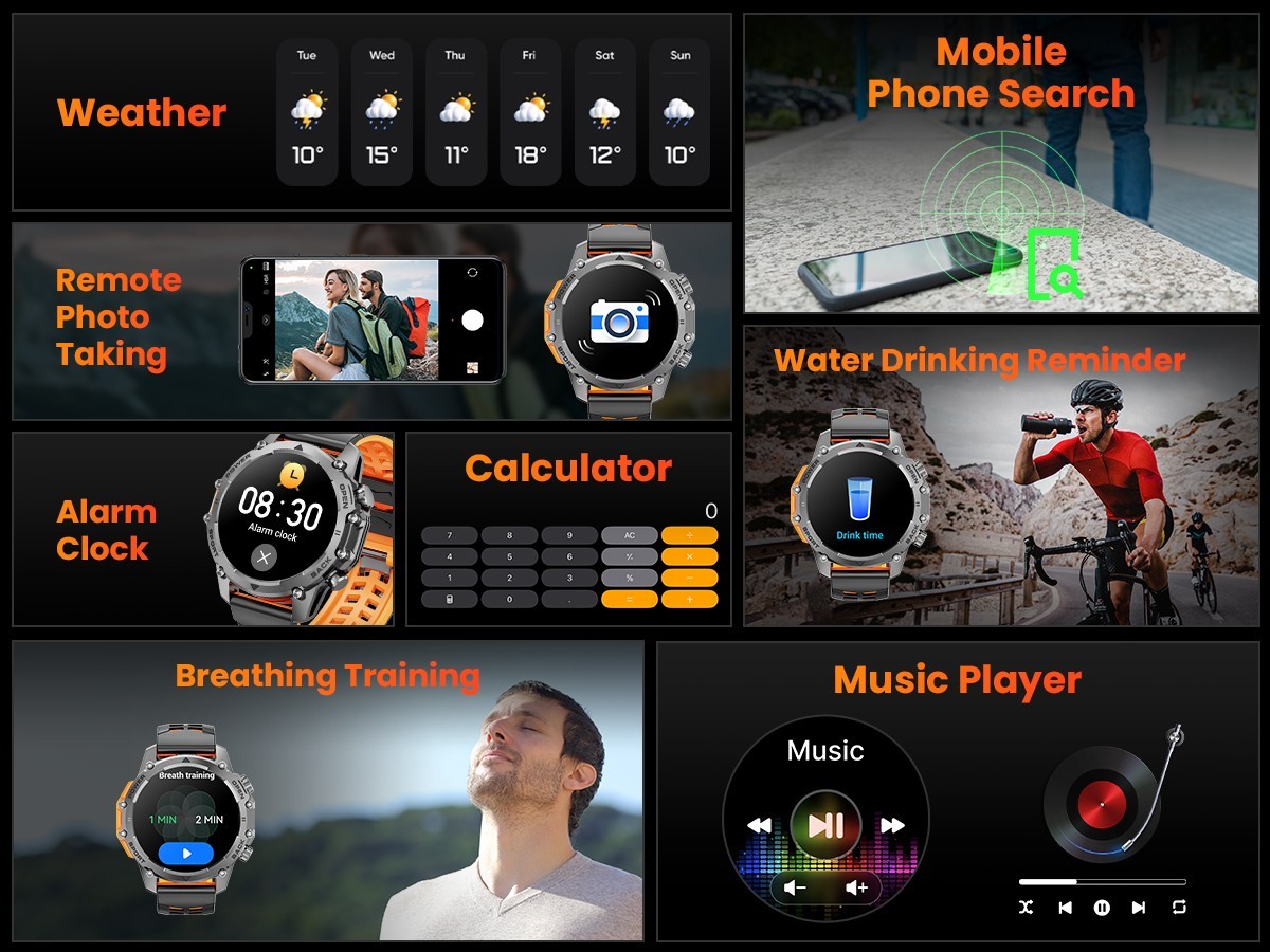 Rugged Military Smart Watch for Men Bluetooth Call Fitness Tracker Android iOS