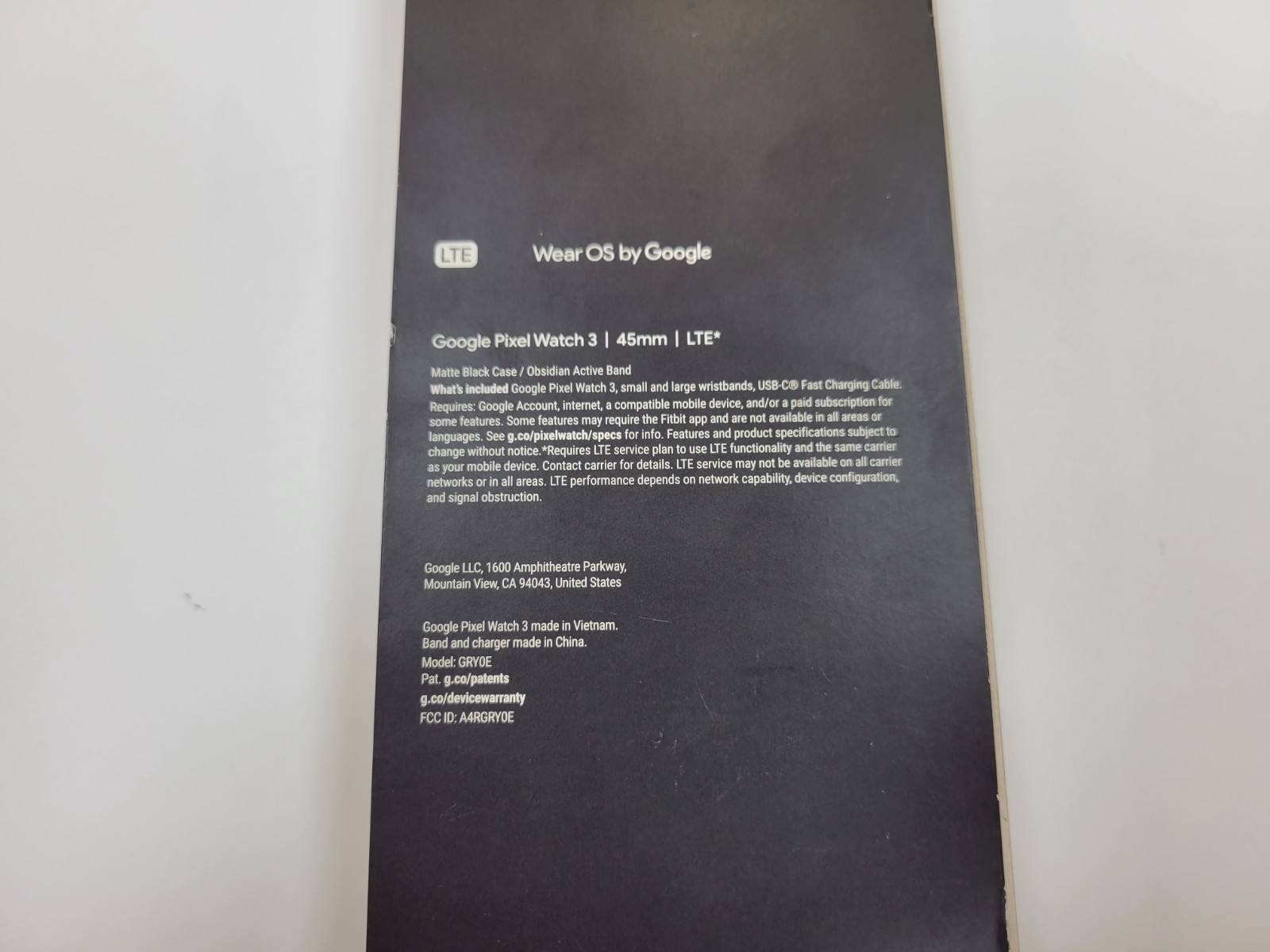 Google Pixel Watch 3 – 45mm (LTE + WI-Fi /Bluetooth) – Obsidian Band – New