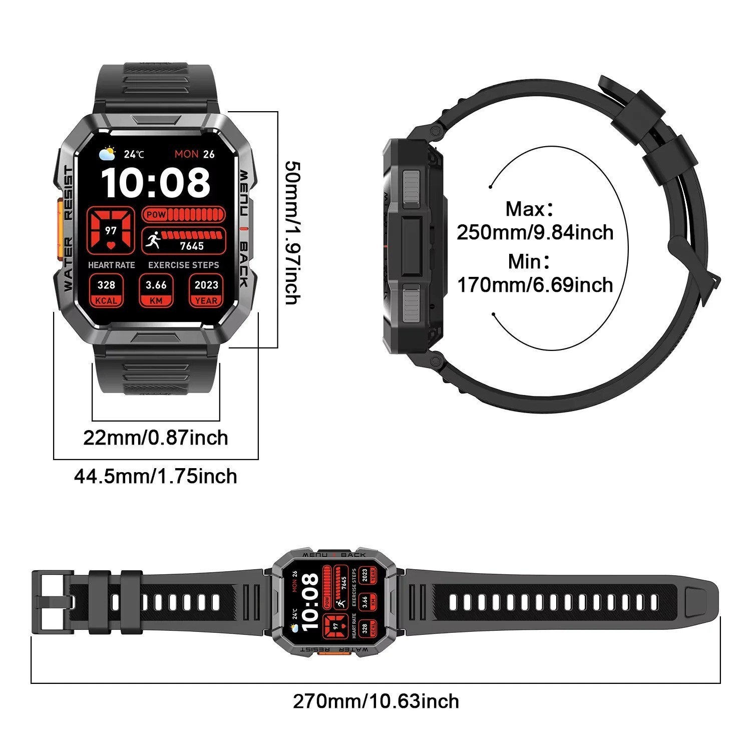 Military Smart Watch for Men(Call Receive/Dial)Rugged Tactical Fitness Tracker