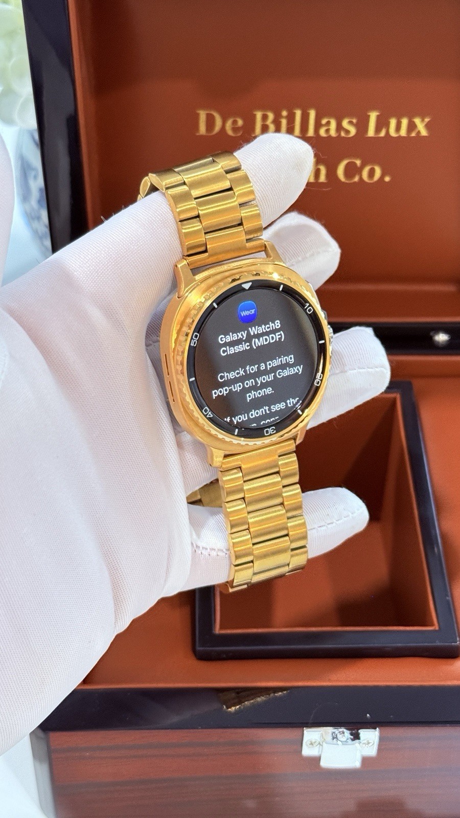Custom 24k Gold Plated Samsung Galaxy Watch 8 Classic Gold Band GPS LTE 46mm