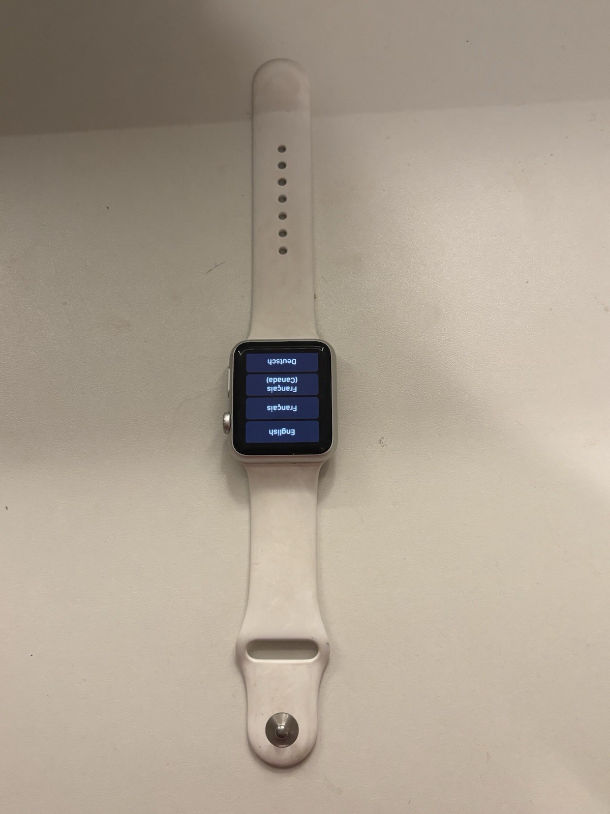 Apple Watch Series 3 white base w/ white rubber band